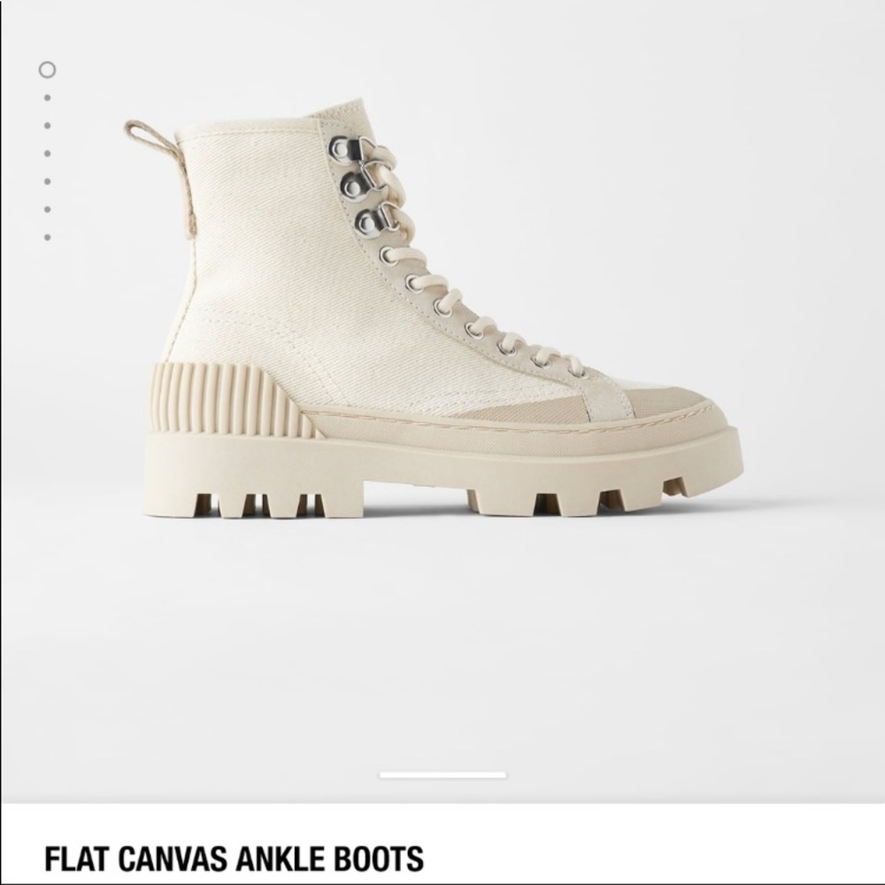 Zara Flat Canvas Ankle Boots